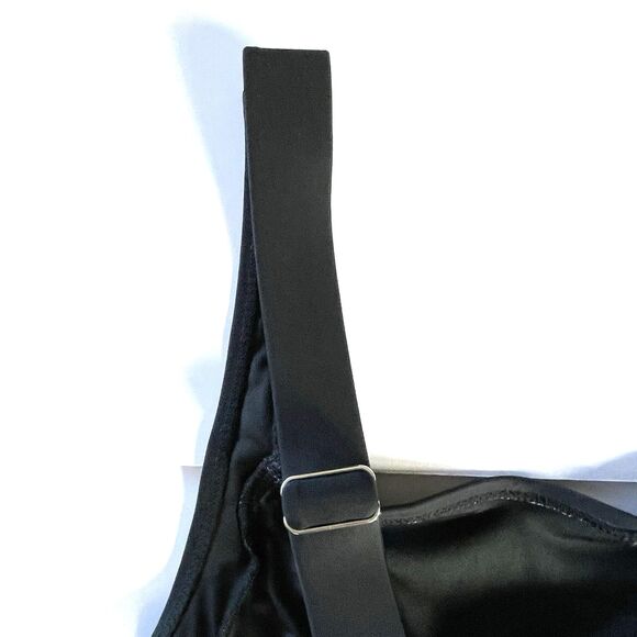 Women's one piece swimsuit block color black and white large simple bathing suit - Picture 14 of 16